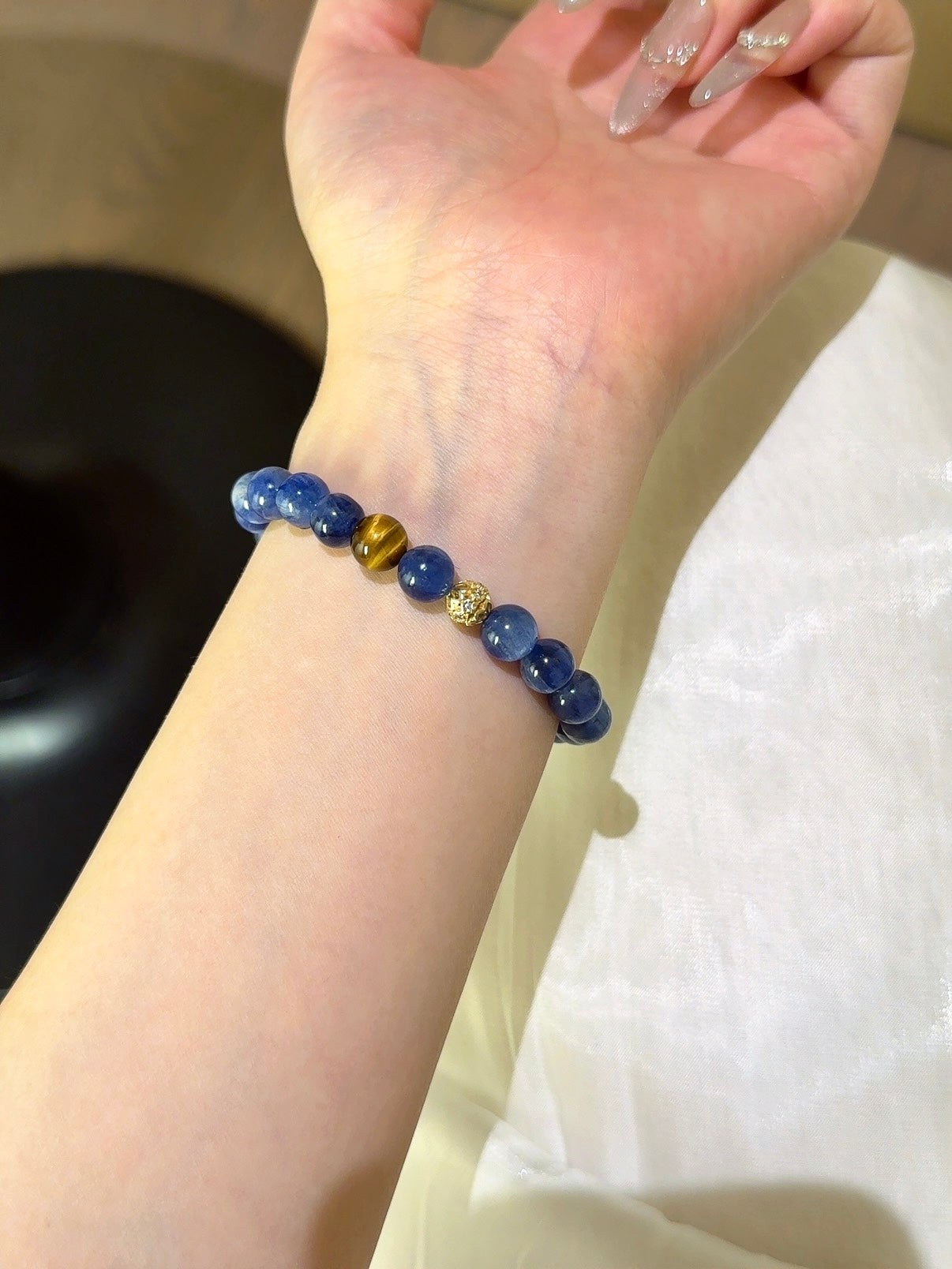 ▫️▪️ Aquamarine yellow tiger's eye bracelet